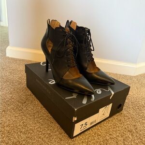 Banana Republic Genuine Leather Black Lace-Up Heels